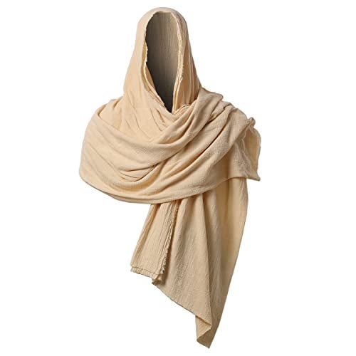 GRACEART Post Apocalyptic Shawl Hood Scarf Shaman Cowl Medieval Costume Sash Beige - Image 1