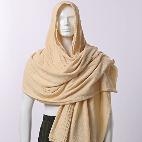 GRACEART Post Apocalyptic Shawl Hood Scarf Shaman Cowl Medieval Costume Sash Beige - Image 2