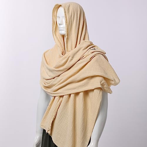 GRACEART Post Apocalyptic Shawl Hood Scarf Shaman Cowl Medieval Costume Sash Beige - Image 3