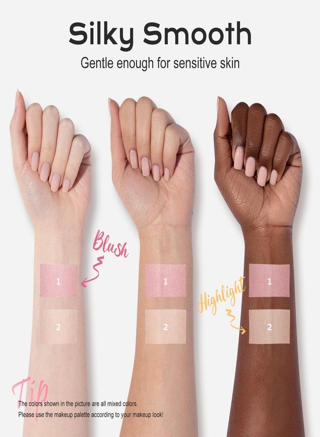 COLOR NYMPH مجموعة مكياج بودرة الخدود و الهايلايتر من كولور نيمف | لوحة هايلايتر متعددة الاستخدامات | لوحة بودرة خدود لامعة ناعمة عالية الصبغة | نباتية وخالية من القسوة، تصميم مكياج حورية البحر - Image 3