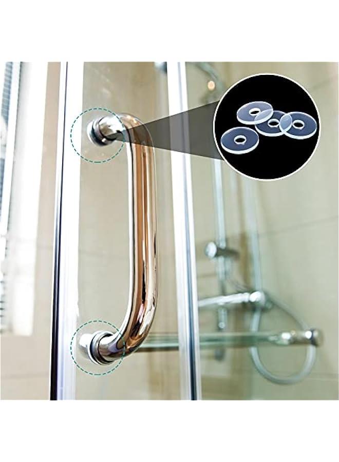 Arabest 20 Pcs 3/4 Inch Plastic Washers Flat Clear Plastic Spacers 1/16 Inch (2 mm) Thickness Vinyl Bar Glass Washer Shower Door Gasket for Glass Shower Door Handles Towel Bars Standoff Cap Assemblies  - Image 4