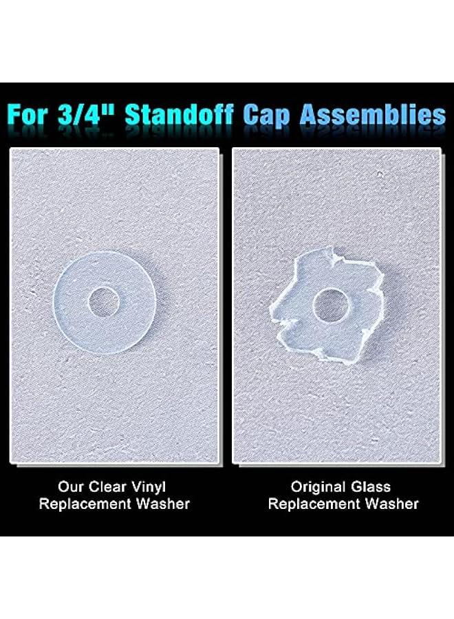 Arabest 20 Pcs 3/4 Inch Plastic Washers Flat Clear Plastic Spacers 1/16 Inch (2 mm) Thickness Vinyl Bar Glass Washer Shower Door Gasket for Glass Shower Door Handles Towel Bars Standoff Cap Assemblies  - Image 5