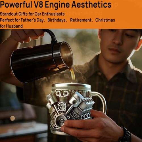 FirFiltr V8 Engines Stainless Steel Cup,Personalized Coffee Mug with Insulated Handle,Perfect for Car Lovers Gifts,Mechanics, Birthday, Christmas,Living room decoration as a work of art - Image 4