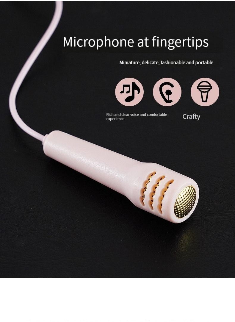 GELESE - New singing wired mini microphone headset practice song wired earphone black - Image 1