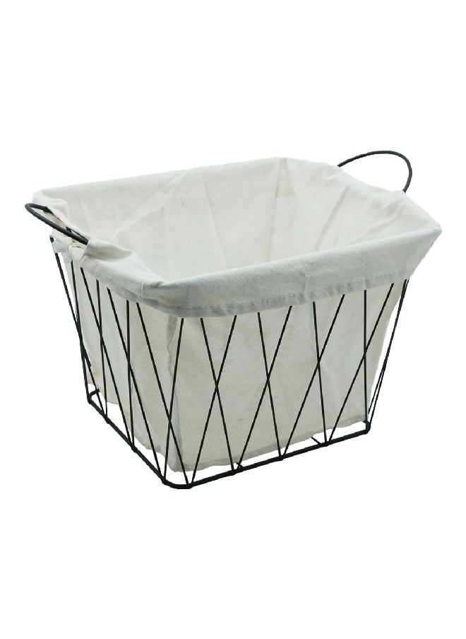 HONEYBEE - Sturdy Construction Ventilated Iron Laundry Basket White and Black 41 x 28 x 26.2 cm SB0234A - Image 1