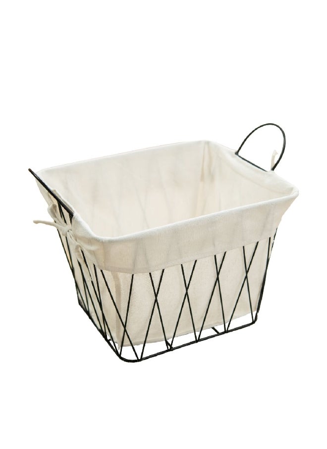 HONEYBEE - Sturdy Construction Ventilated Iron Laundry Basket White and Black 41 x 28 x 26.2 cm SB0234A - Image 1