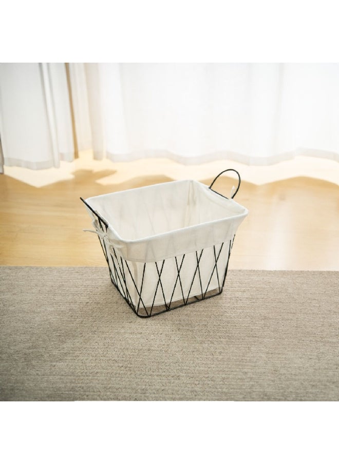 HONEYBEE - Sturdy Construction Ventilated Iron Laundry Basket White and Black 41 x 28 x 26.2 cm SB0234A - Image 1