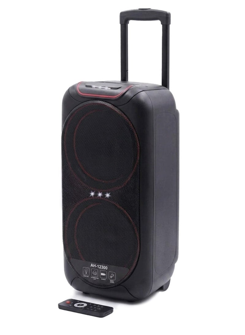بلاتينيوم AH-12300 Professional Dual 12 Inch Battery Powered Party Speaker System with Disco LED Lights and Remote Control Portable High Power Audio Speaker with USB, SD, TF Card Support, X-Bass Control, Equalizer, and Wireless Entertainment Features - Image 1