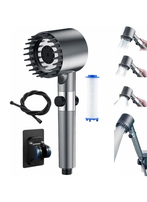 High Pressure Shower Head WIth A Hard Water Softener, Chlorin Filtered Hand Held Showerhead Set, Massage Showerhead Combo 3 Spray Settings, 1.5M/59inches Anti-explosion Hose and Bracke