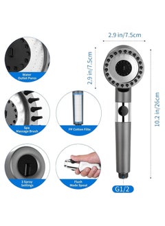 Lazada High Pressure Shower Head WIth A Hard Water Softener, Chlorin Filtered Hand Held Showerhead Set, Massage Showerhead Combo 3 Spray Settings, 1.5M/59inches Anti-explosion Hose and Bracke  - Image 4