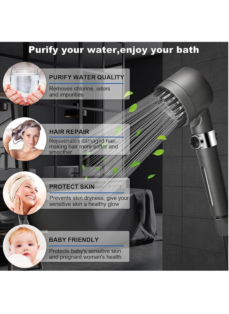 Lazada - High Pressure Shower Head WIth A Hard Water Softener, Chlorin Filtered Hand Held Showerhead Set, Massage Showerhead Combo 3 Spray Settings, 1.5M/59inches Anti-explosion Hose and Bracke - Image 1