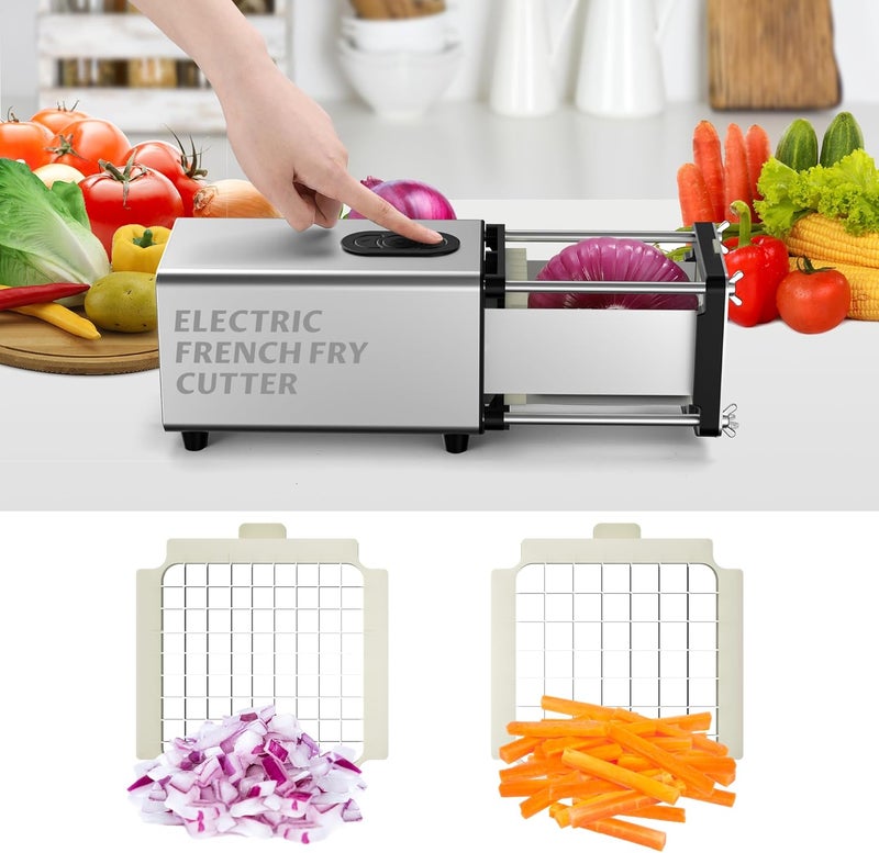 SIXRARI Replacement Chopper 1/2‘’ Blade, Commercial Vegetable Chopper Dicer Stainless Steel Blade and Pusher Block for Fruit Cutting Machine Tomato Onions Carrots French Fries Cutter - Image 3