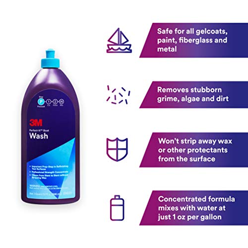 3M Perfect-It 3M Boat Wash, 09035, 1 Quart, Professional Strength Concentrated Formula, Gentle Clean, Safe for Gelcoat, Paint, Fiberglass, Metals, Boats and RVs , Yellow - Image 4