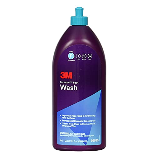 3M Perfect-It 3M Boat Wash, 09035, 1 Quart, Professional Strength Concentrated Formula, Gentle Clean, Safe for Gelcoat, Paint, Fiberglass, Metals, Boats and RVs , Yellow - Image 1