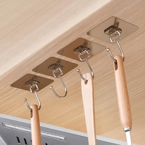 DALUCI Large Adhesive Wall Hook – Heavy Duty Wall Hanger Hooks for Hanging Without Drill | Waterproof, Rustproof Wall Stick Hooks for Kitchen, Bathroom, Home & Office Use (Big Hook Golden, 10) - Image 2