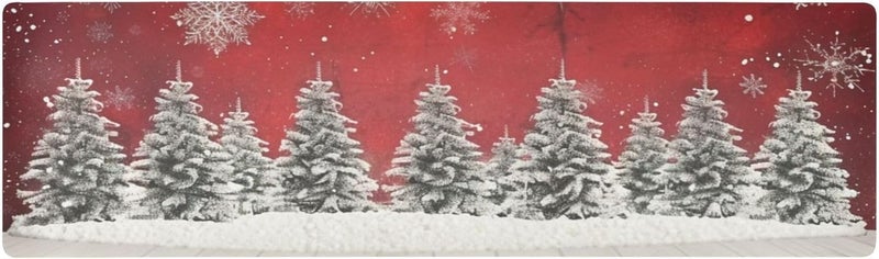senya Christmas Trivet Table Runner 40 Inches Long Christmas Trees Snowflakes Print Heat Resistant Hot Pad Multi Purpose Mat for for Hot Pots Pans Kitchen Countertops - Image 1