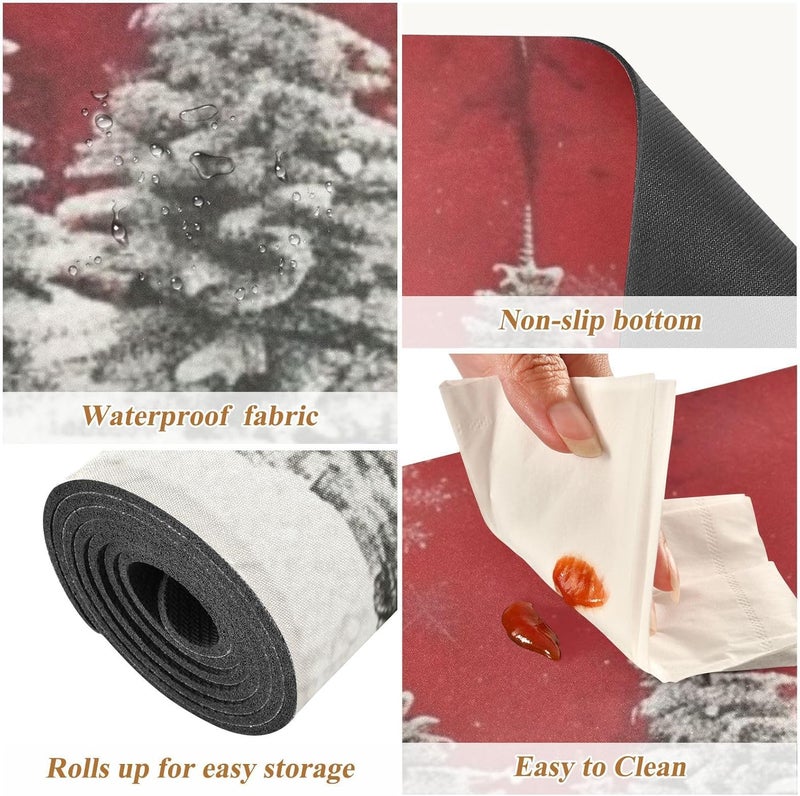 senya Christmas Trivet Table Runner 40 Inches Long Christmas Trees Snowflakes Print Heat Resistant Hot Pad Multi Purpose Mat for for Hot Pots Pans Kitchen Countertops - Image 3