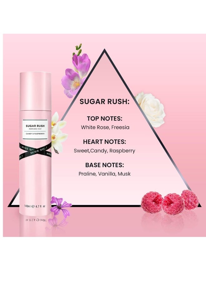 So..? Miss So...? Women's Perfume Mist & Body Mist Bundle | 140ml | Pack of 3 | Includes Twilight Kiss, Sugar Rush & Starlet | Sweet, Fruity & Floral Scents | Long-Lasting & Fun Everyday Fragrance Sprays - Image 3