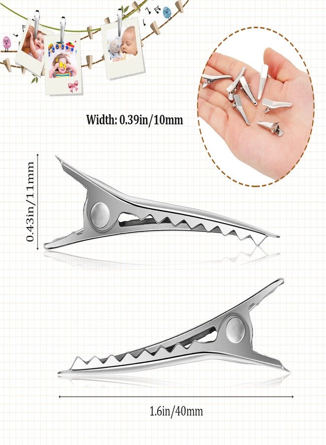 Chuangdi 200 Pieces Silver Metal Alligator Hair Clips tiny small Duckbill Teeth Bows flat Hair Clips for Women Girls Care Accessories.(40 mm/ 1.6 Inch) - Image 2