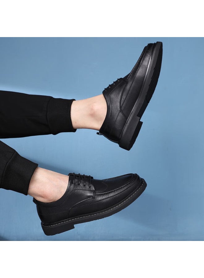 Poitulas Men's Lace-up Business Casual Brogue Leather Shoes 3017 Black Size 41 - Image 3