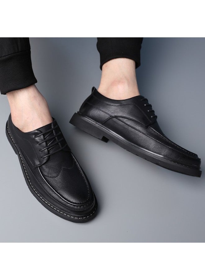 Poitulas Men's Lace-up Business Casual Brogue Leather Shoes 3017 Black Size 41 - Image 2