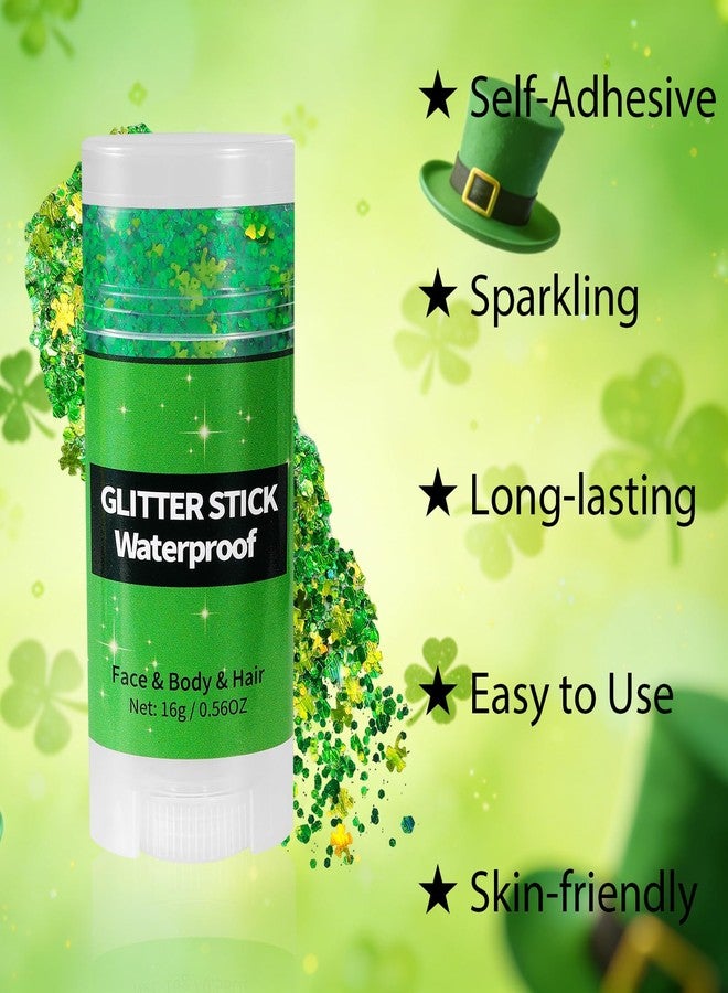 Mysense St Patricks Day Accessories,Shamrock Dangle Earrings,Green Face Hair Body Glitter Stick,Irish Festival Accessories for Saint Patrick’s Day Outfit Women Girls - Image 4