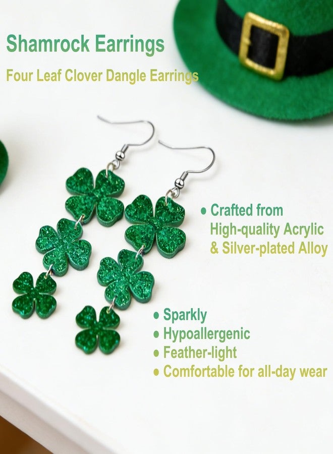 Mysense St Patricks Day Accessories,Shamrock Dangle Earrings,Green Face Hair Body Glitter Stick,Irish Festival Accessories for Saint Patrick’s Day Outfit Women Girls - Image 3