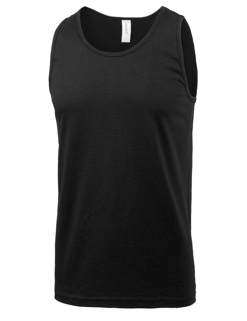 JC DISTRO Men's Casual Tank Top, Athletic Sleeveless Jersey Shirts, 100 Premium Cotton, Black Large - Image 3