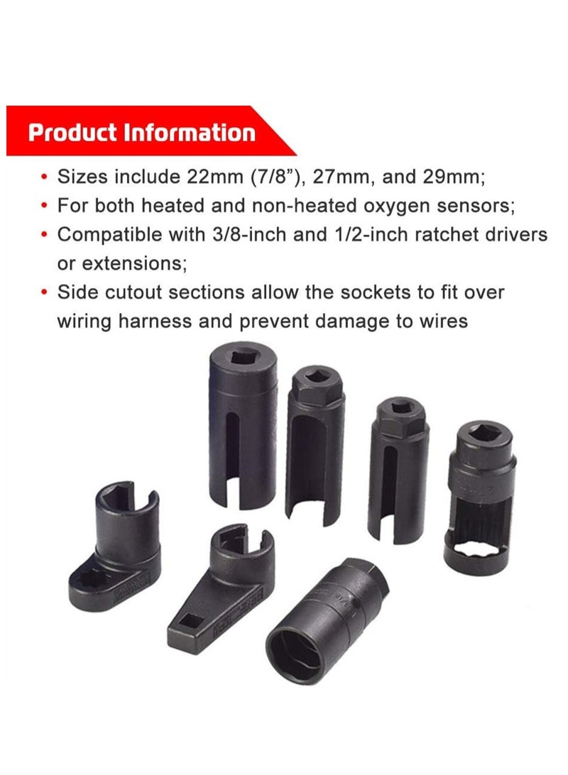 KASTWAVE 7 Pack Oxygen Sensor Socket O2 Sensor Socket Set 22mm 27mm 29mm fits All Vehicle O2 Removal and Installation Universal Puller and Removal Tool - Image 5