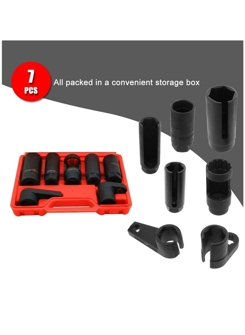 KASTWAVE 7 Pack Oxygen Sensor Socket O2 Sensor Socket Set 22mm 27mm 29mm fits All Vehicle O2 Removal and Installation Universal Puller and Removal Tool - Image 2