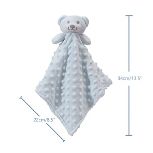 CREVENT Cozy Plush Baby Security Blanket Loveys for Baby Boys, Minky Dot Front + Sherpa Backing with Animal Face (Blue Bear) - Image 5