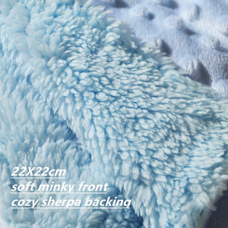 CREVENT Cozy Plush Baby Security Blanket Loveys for Baby Boys, Minky Dot Front + Sherpa Backing with Animal Face (Blue Bear) - Image 4