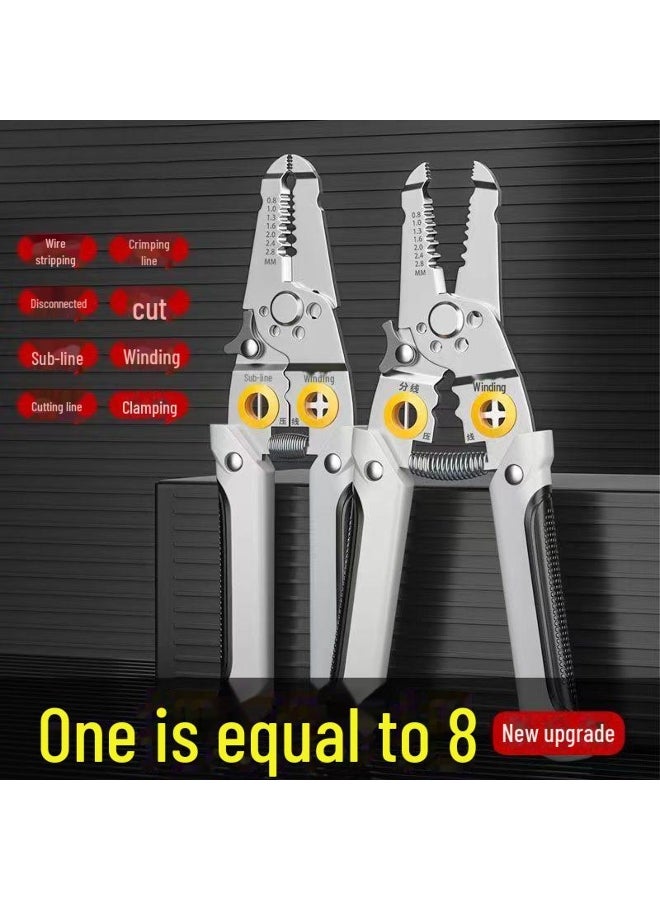 Multi-function Stainless Steel Wire Stripping Pliers - Manual Cable Crimping and Cutting Tool for Electricians 