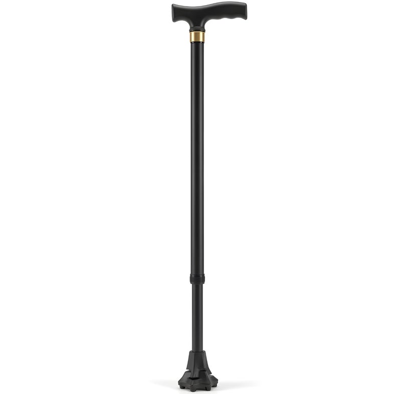MCP Jindal Premium Height Adjustable Walking Stick Aluminium Cane Trekking Support Stick for Men, Women & Old People (Black) - Image 1