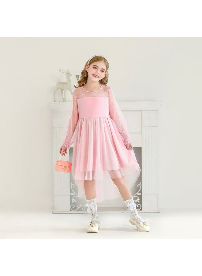 Loquat 2025 Spring Lace Long Sleeve Dress for Girls