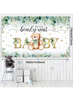 Breling 61 Pcs Bear Baby Party Shower Decorations Sage Green Bear Baby Party Decor Kit We Bearly Wait Backdrop Bear Tablecloth Balloons Arch Bear Theme Party Supplies For Kids Baby Birthday Shower  - Image 4