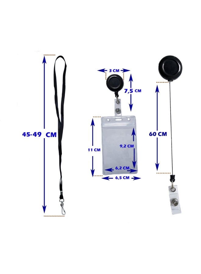 ID Card Holder with Lanyard  Waterproof Clear Plastic Vertical Name Tag Holder with Clip & Retractable Reel Hard Transparent Card Holder for Office, School, Bus, Credit Cards 1pc (11x6.5cm) - Image 5