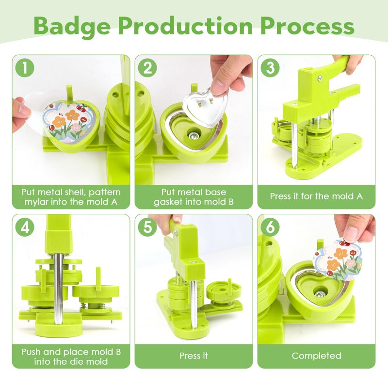 gocreate Heart Shaped Button Maker Interchangeable Die Mold 58 MM for Slide Rail Button Maker Machine Button Part Supplies Accessories for Pin Press Machine - Image 4