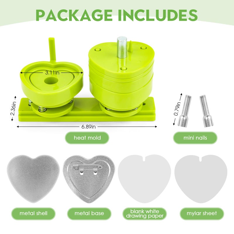 gocreate Heart Shaped Button Maker Interchangeable Die Mold 58 MM for Slide Rail Button Maker Machine Button Part Supplies Accessories for Pin Press Machine - Image 2