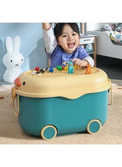CityRiya-Long Kids Toy Storage Box Children Toy Box Large Storage Bin Rolling Storage Organizer/Basket/Trunk for Kids Clothes Toys Storage Cube Home Chest Toy Storage Organizer Container with Wheels for Kids  - Image 3
