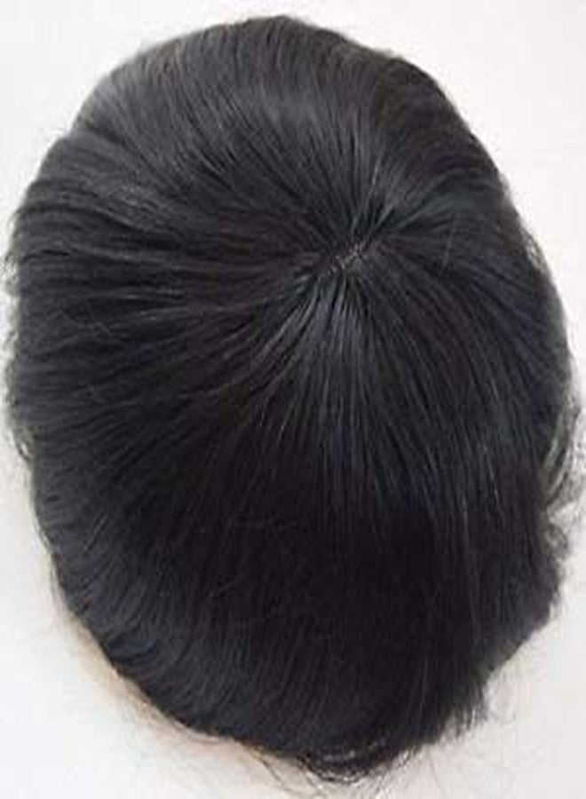 Iyaan Hair Wigs For Men Full Head/Human Hair Patch/Human Hair Toupee For Men With Red Hair Tape And 4 Hair Clips Black/Brown 75 Grams (Black/Brown, 8x6) - Image 5