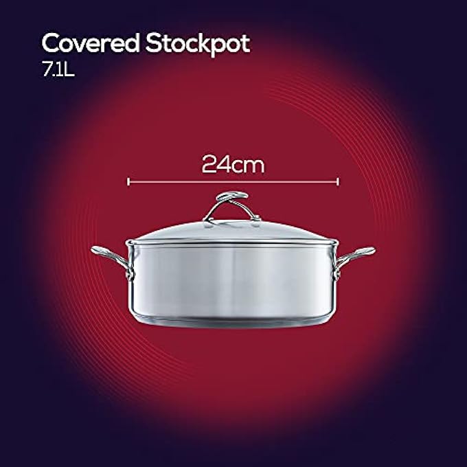 Circulon Steelshield Stainless Steel Stock Pot With Lid 30Cm  71L  Induction Stock Pot With Hybrid Non Stick  Toughened Glass Lid  Stay Cool Handles Dishwasher Safe Cookware - Image 4