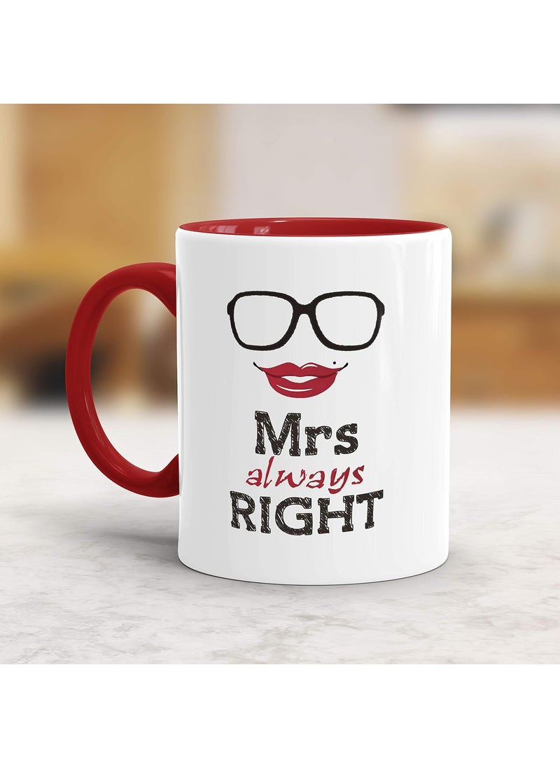 Gift Arcadia Gift Arcadia Ceramic Mr Mrs Right Coffee Mug 2 Pieces Red 330ml A057  - Image 3