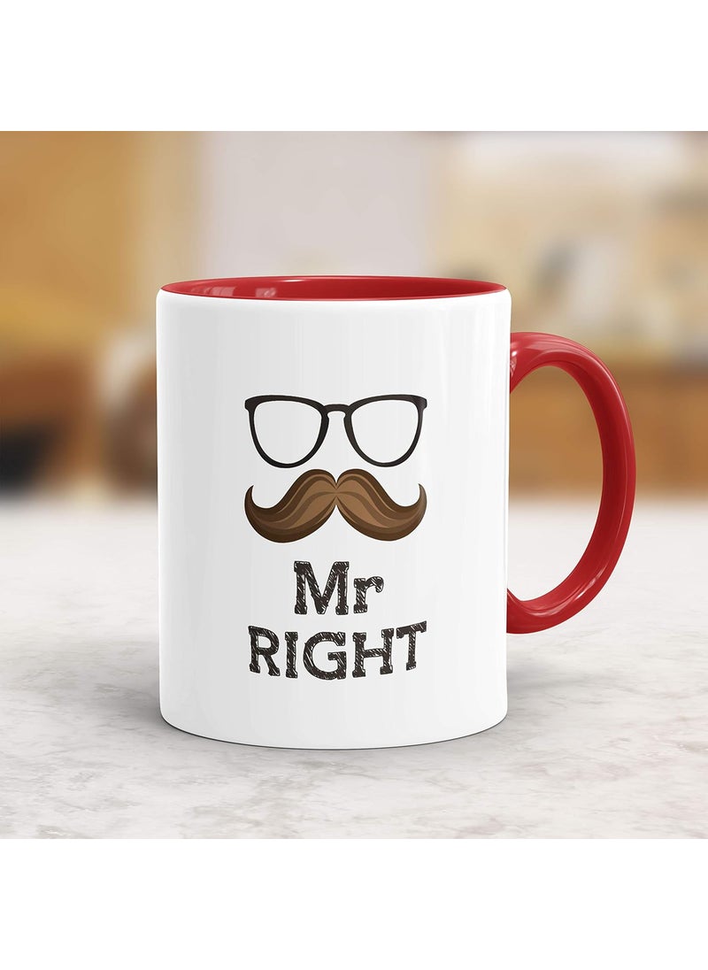 Gift Arcadia Gift Arcadia Ceramic Mr Mrs Right Coffee Mug 2 Pieces Red 330ml A057  - Image 2