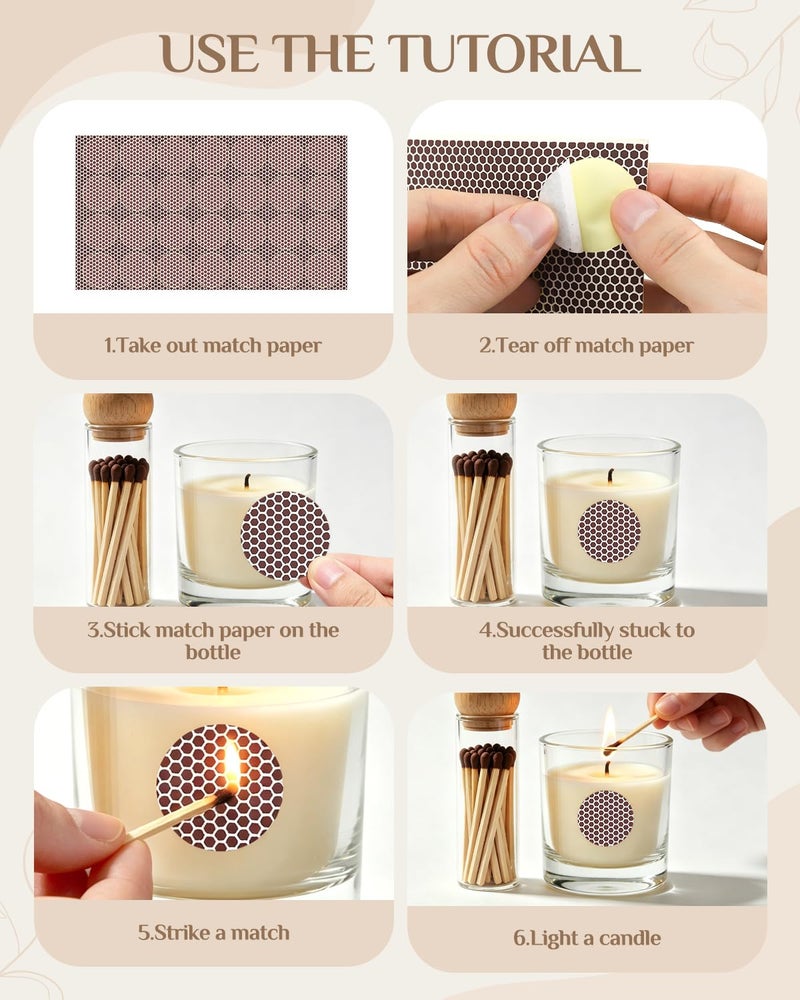 Abvsdu 28 PCS Match Striker Stickers, Match Striker Paper with Adhesive, Ideal for Fireplace Matches (Rotundity) - Image 5