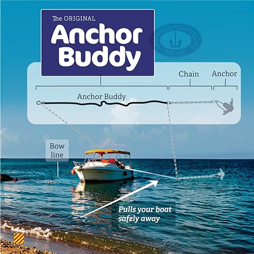 GREENFIELD PRODUCTS Greenfield Anchor Buddy, The Original Bungee Anchor Rope for Boats. 14ft to 50ft Stretch. Elastic Snubber Line. (Red) - Image 3
