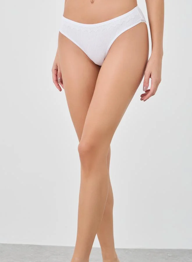Styli Styli Pack of 5 - Ribbed Bikini Briefs with Scalloped Lace Trim