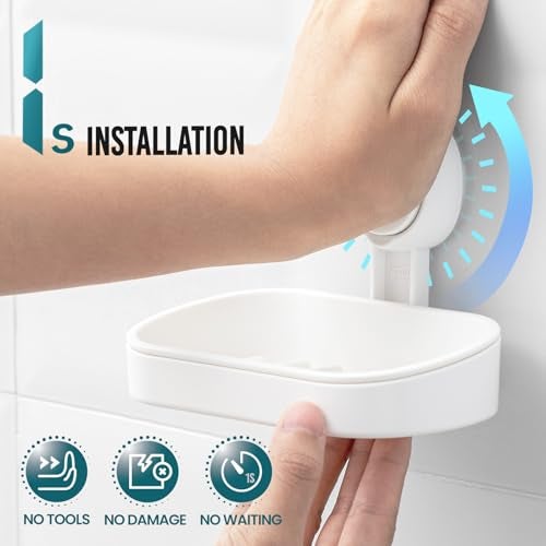 TAILI Soap Dish Soap Holder Suction Cup Powerful Vacuum Suction, Strong Sponge Holder for Shower, Bathroom, Tub and Kitchen Sink, Drill-Free, Removable - Image 2