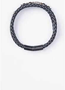 Tudors Leather Black Men's Bracelet