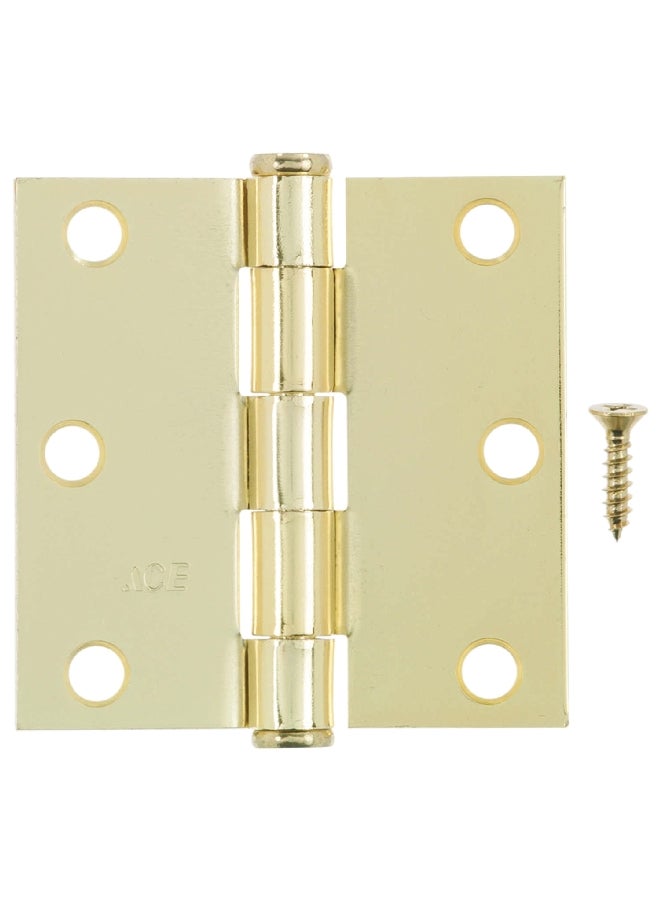 ACE Removable Pin Residential Square Corner Door Hinge Bright Brass 3 Inch 5019893 - Image 2